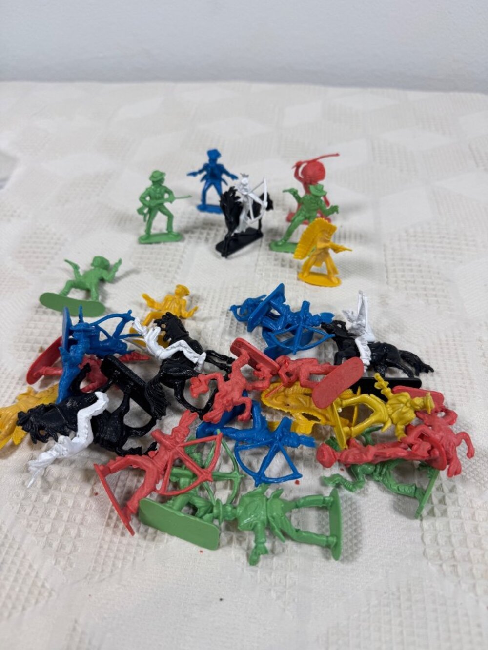 Vintage Toy Figurines Cowboys and Indians Multi Colored Lot Of 28 Army Man Style